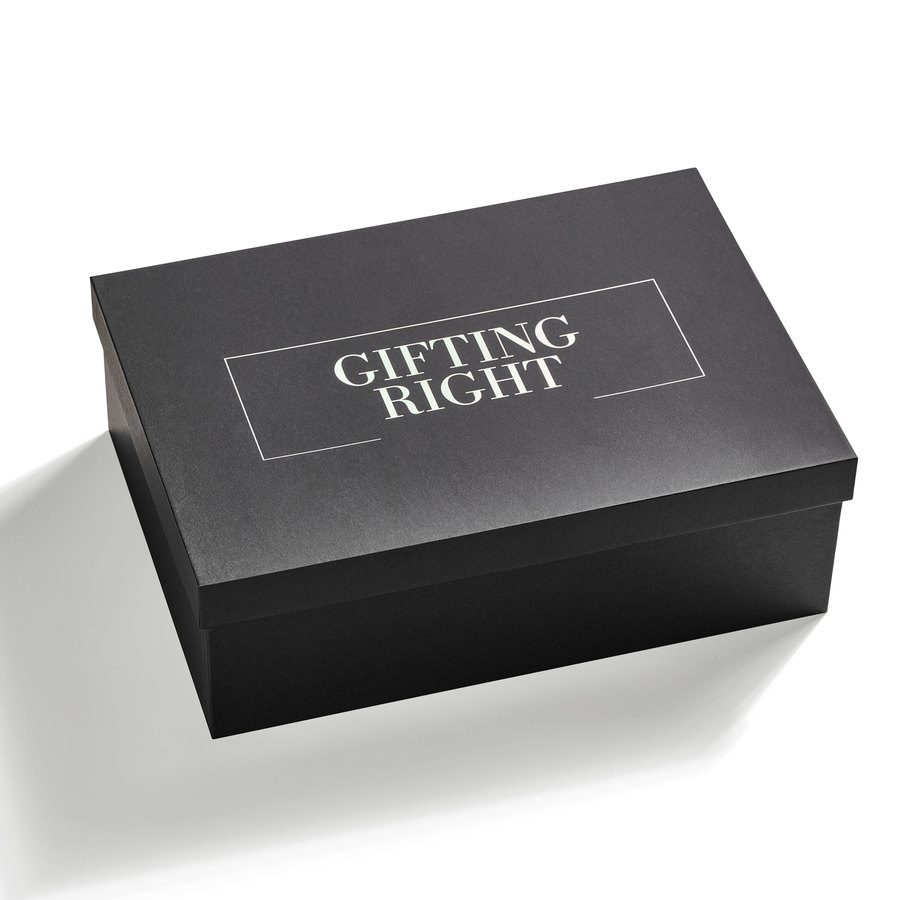 The closed black Gifting Right presentation box.